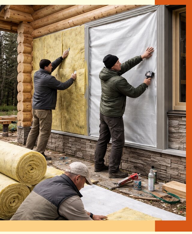 Утепление бревенчатого дома в Кандалакше от 7729 руб/м2 — заказать под ключ | ТепломастерКнд