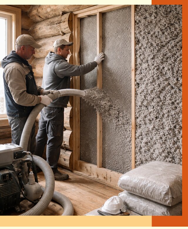 Утепление бревенчатого дома эковатой в Кандалакше от 2778 руб. | ТепломастерКнд