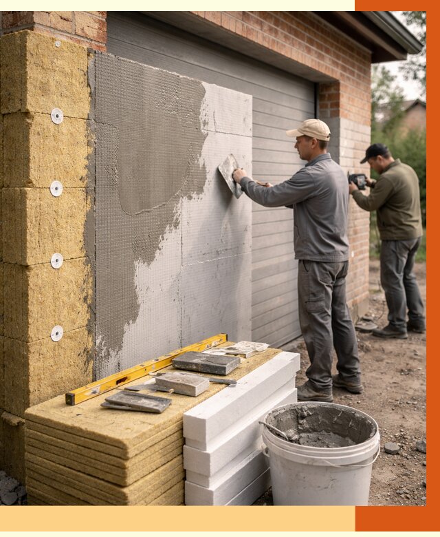 Утепление гаража снаружи в Кандалакше от 4243 руб. за м2 — наружное утепление под ключ | ТепломастерКнд