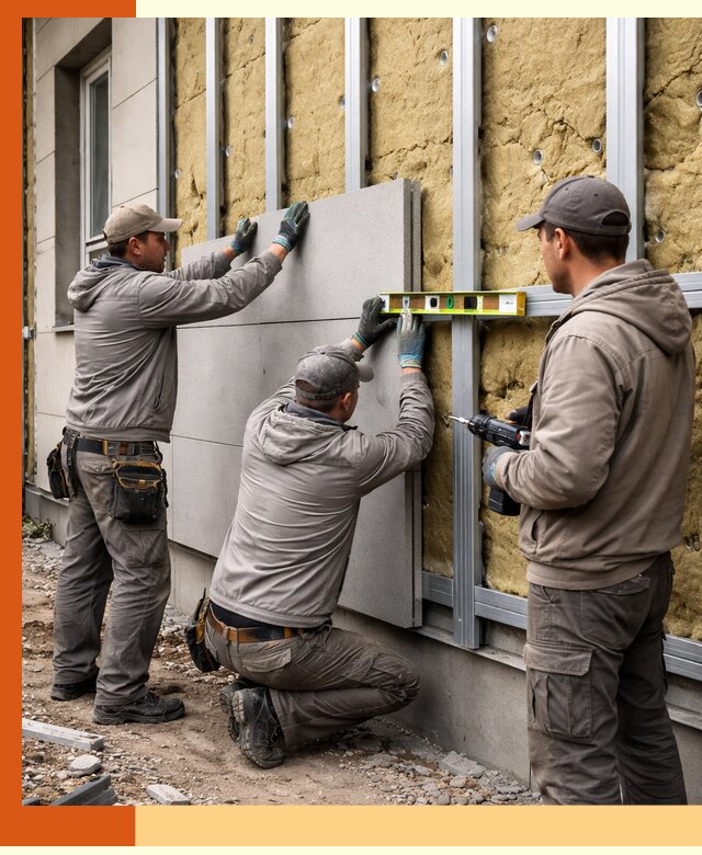 Утепление вентилируемого фасада под ключ в Кандалакше