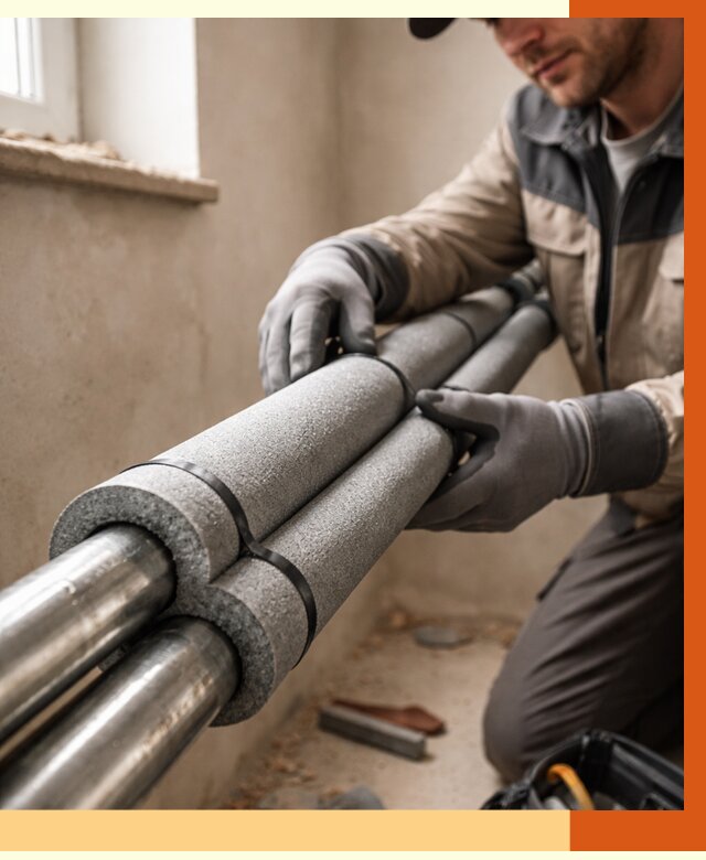 Утепление труб отопления в Кандалакше от 2879 руб. за м² — услуги под ключ | ТепломастерКнд