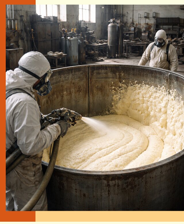 Заливка ппу в емкости с полной изоляцией и герметизацией в Кандалакше