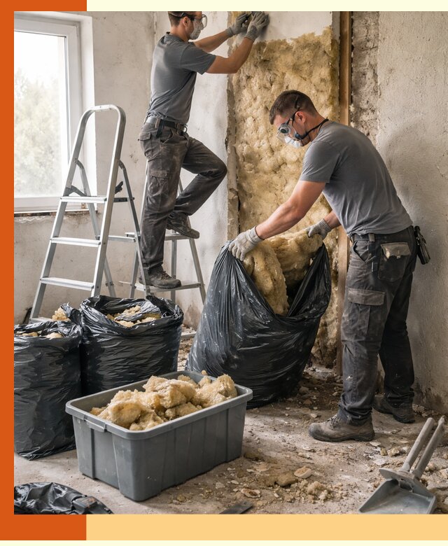 Демонтаж старого утеплителя и вывоз отходов в Кандалакше